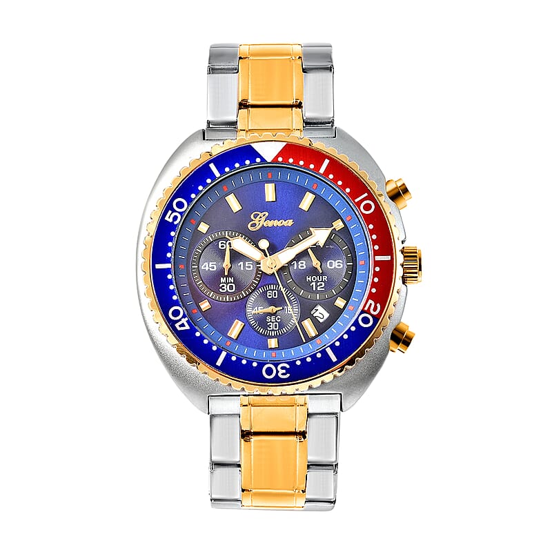 Genoa Multi-function Chronograph Watch with ION Plated YG Stainless Steel Strap and Back (45mm)