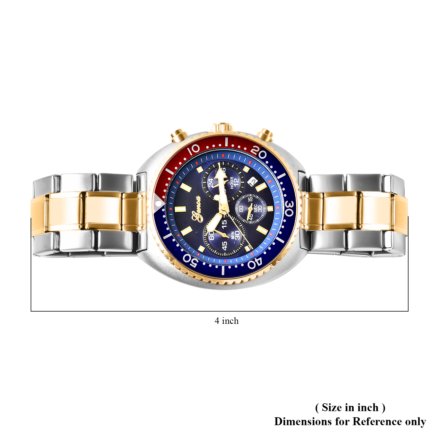 Genoa Multi-function Chronograph Watch with ION Plated YG Stainless Steel Strap and Back (45mm)
