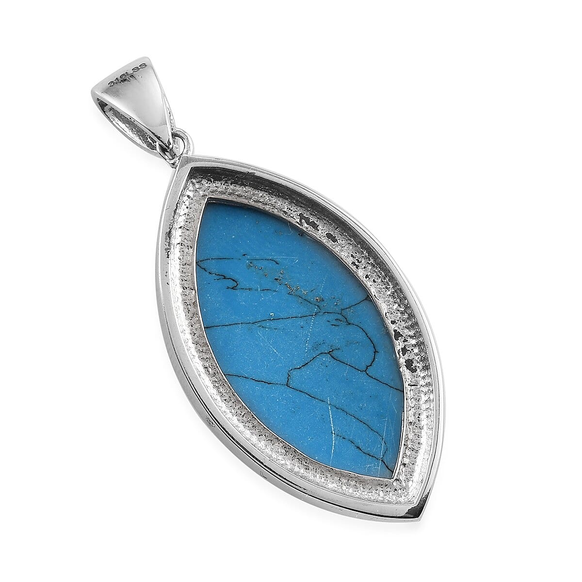 Blue Howlite Solitaire Pendant in Stainless Steel 15.80 ctw image number 3