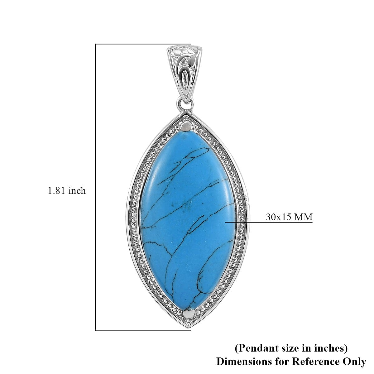 Blue Howlite Solitaire Pendant in Stainless Steel 15.80 ctw image number 4