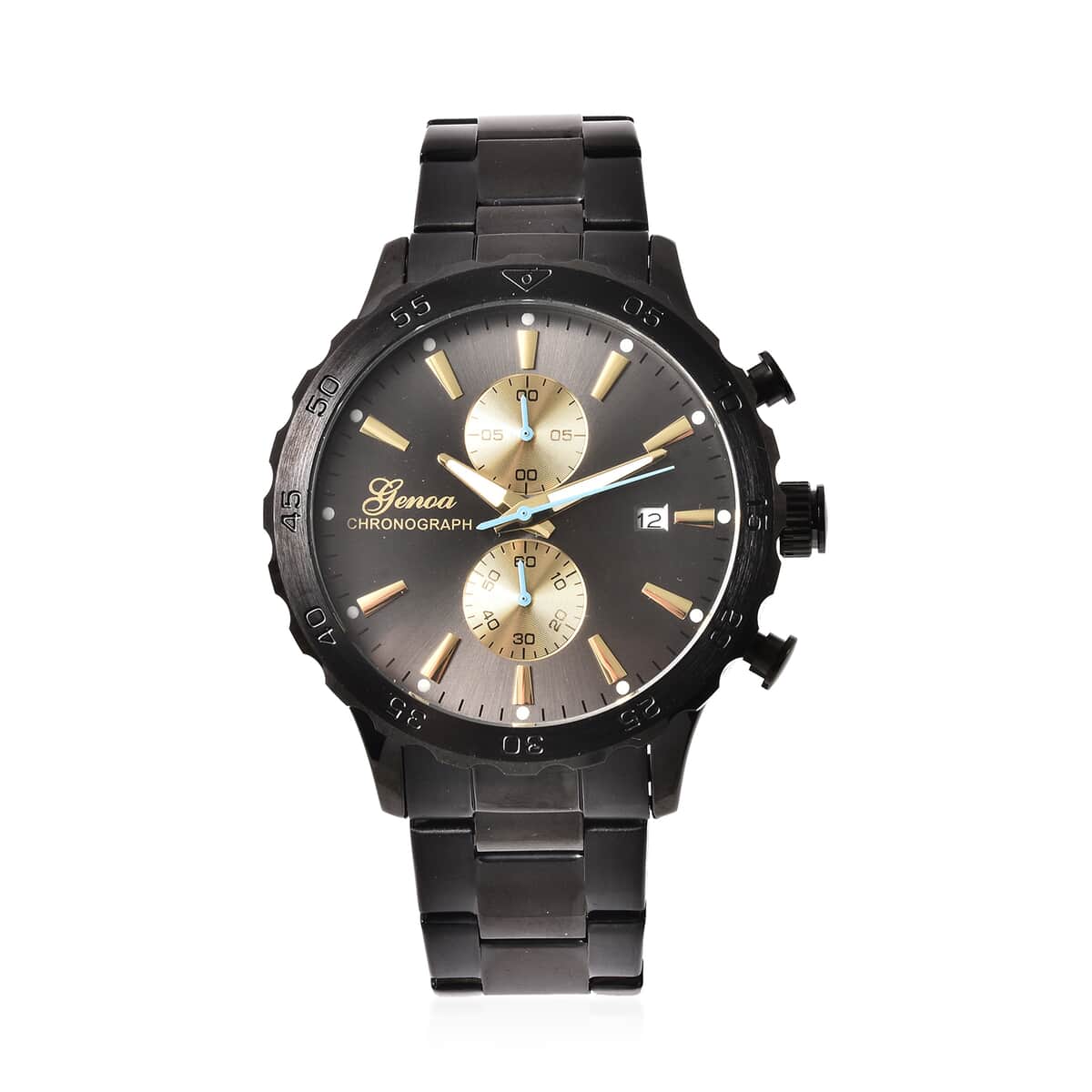 Genoa Multi-function Chronograph Watch with ION Plated Black Stainless Steel Strap & Golden Dial (45mm) image number 0