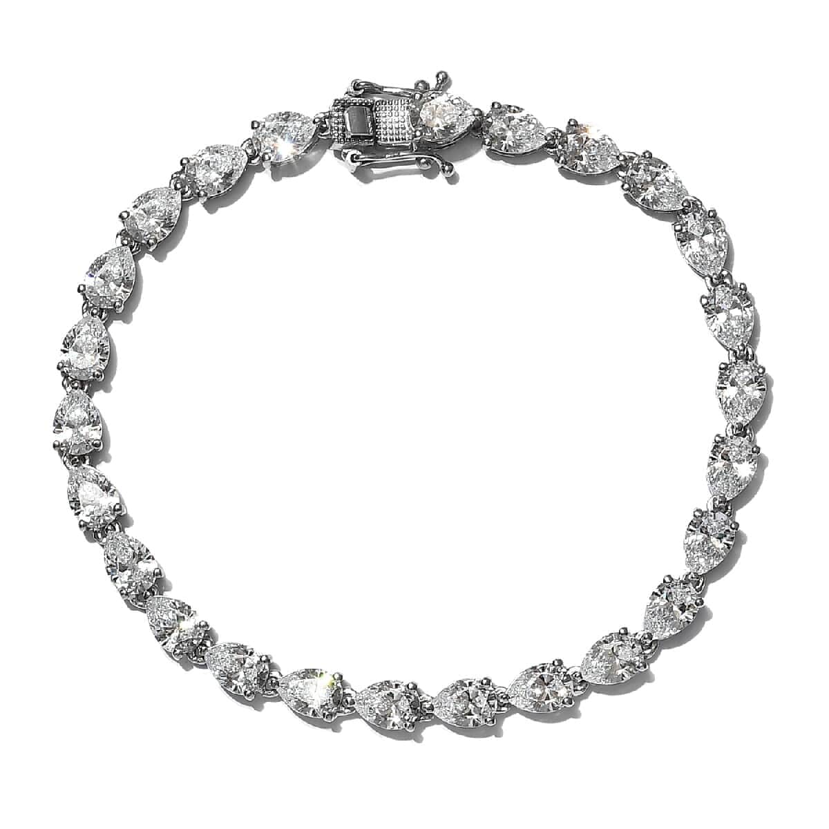 Lustro Stella Made with Finest CZ Bracelet in Platinum Over Sterling Silver (8.00 In) 28.35 ctw image number 0