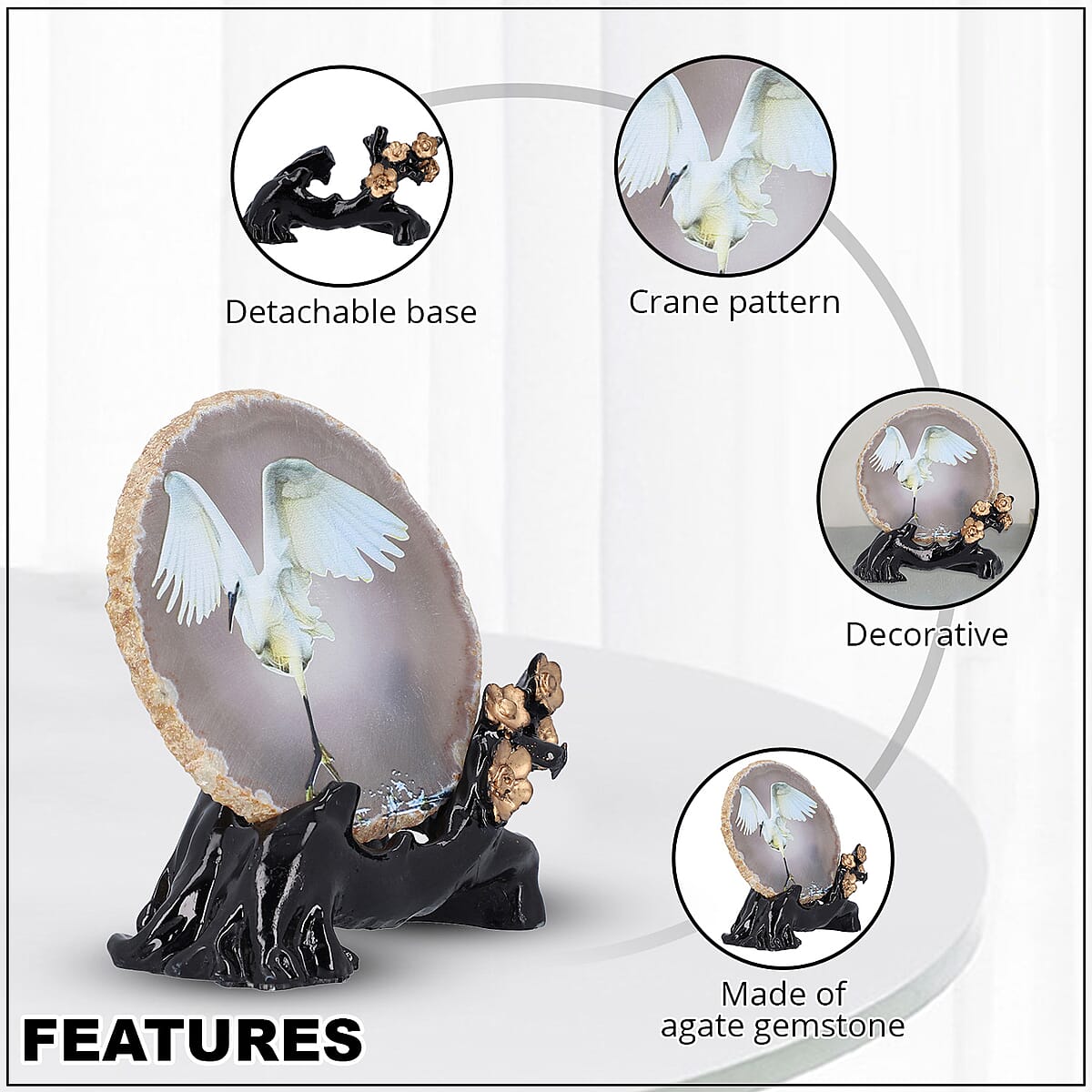 Agate Crane Print Plate with Stand image number 2