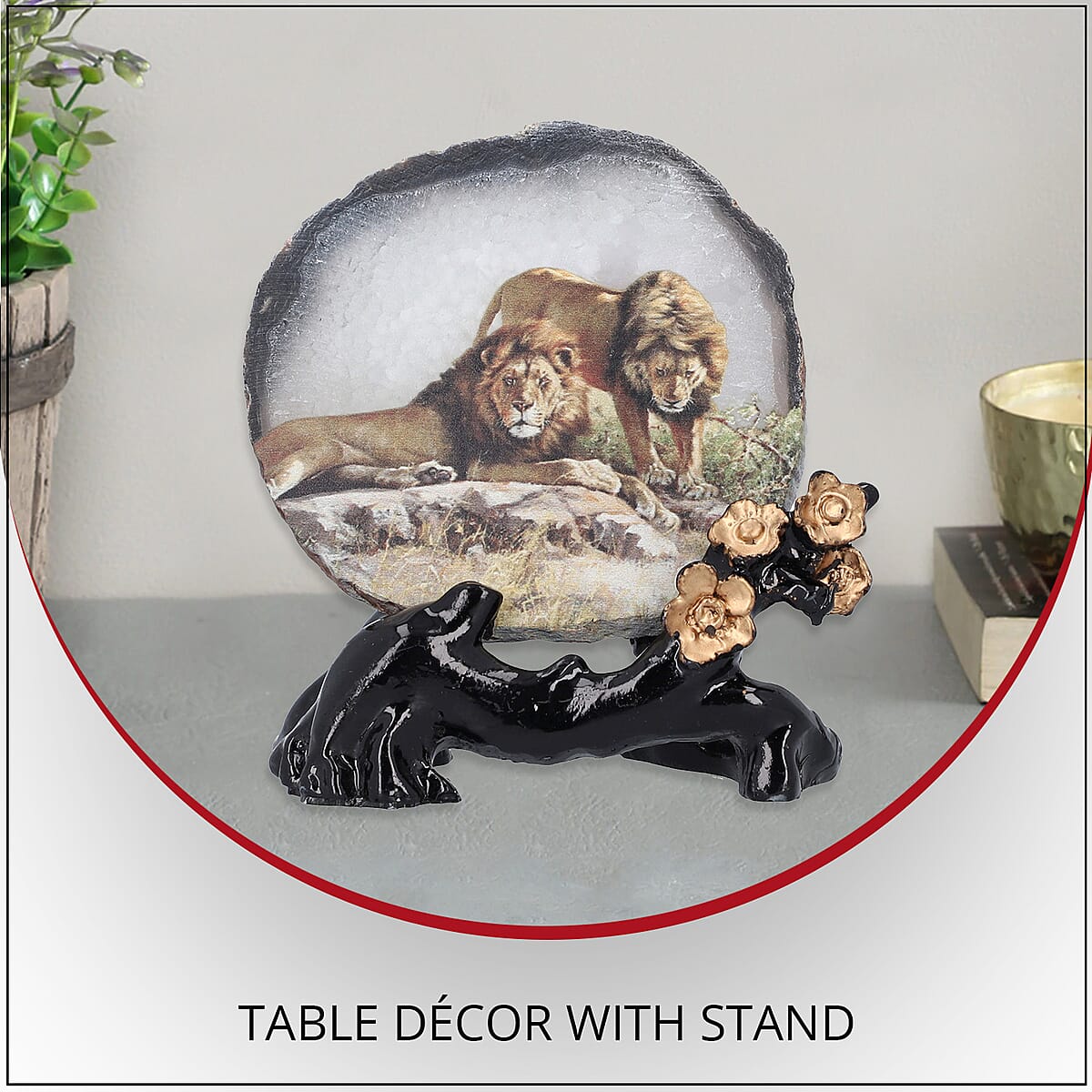 Agate Lion Print Plate with Stand image number 1