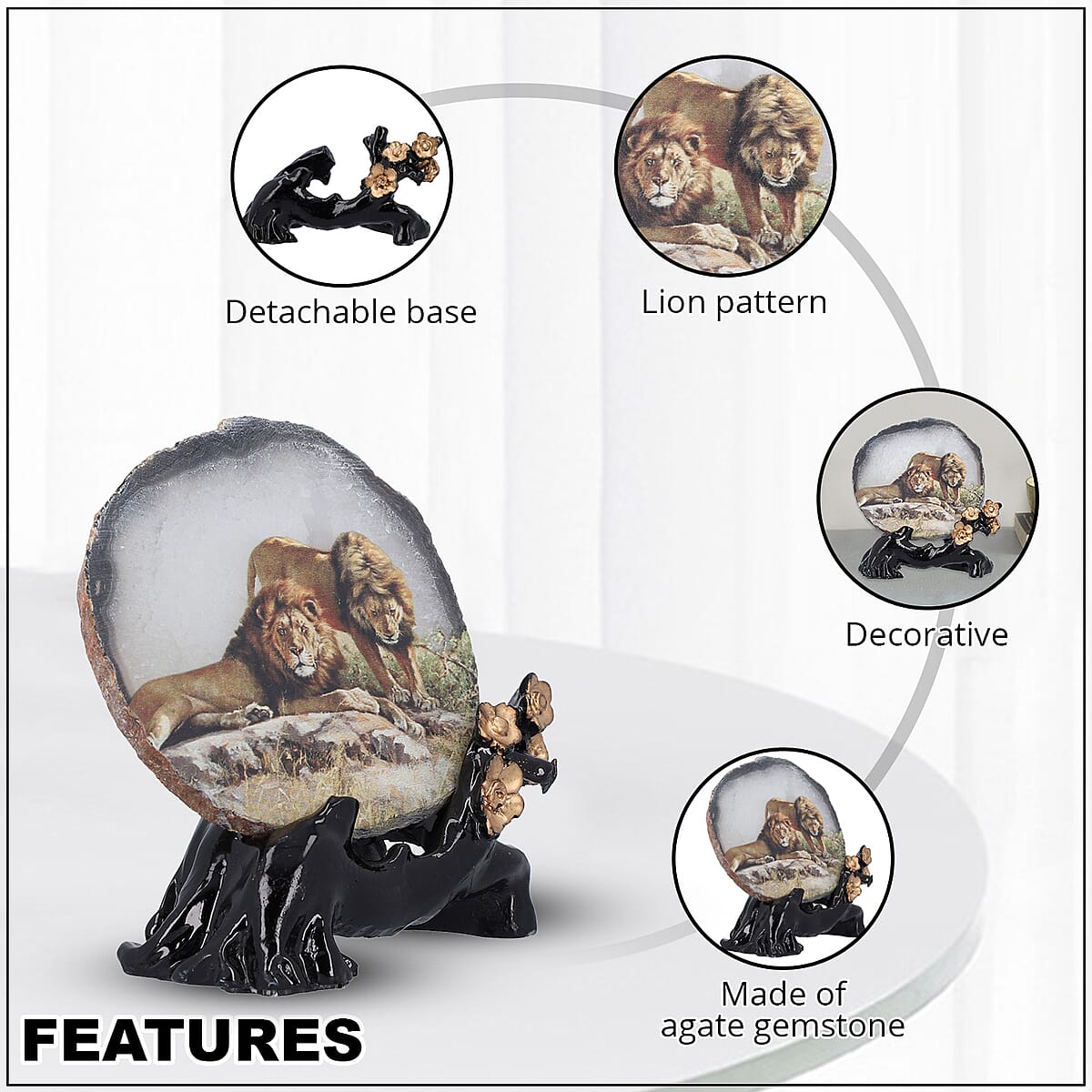 Agate Lion Print Plate with Stand image number 2