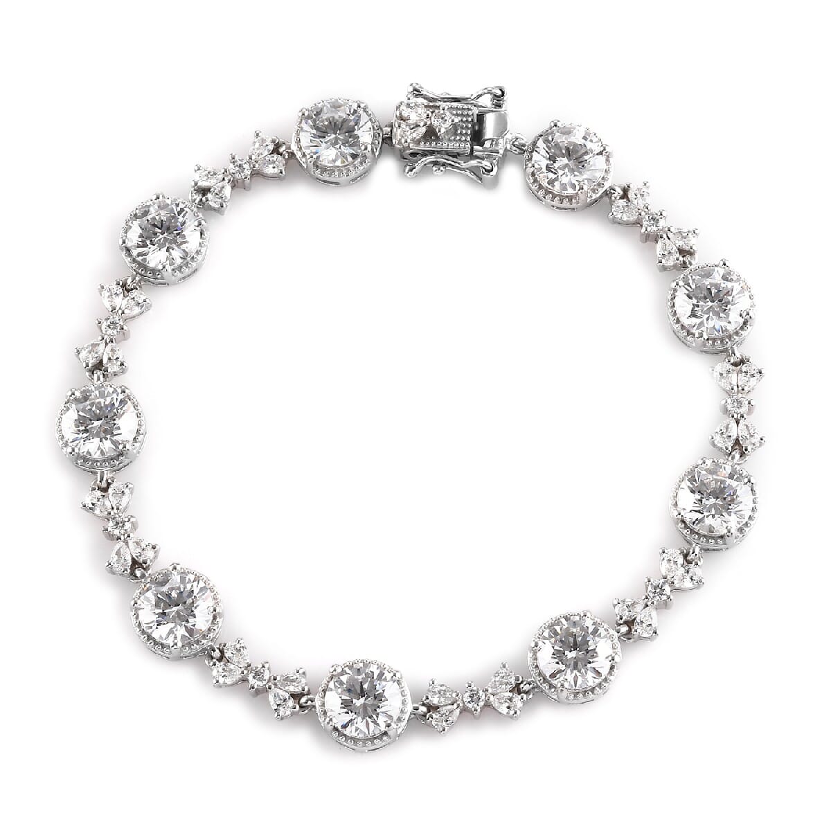 Lustro Stella Made with Finest CZ Bracelet in Platinum Over Sterling Silver (7.25 In) 11.30 Grams 24.00 ctw image number 0