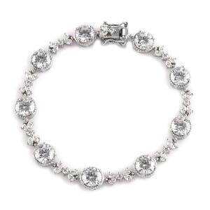 Lustro Stella Made with Finest CZ Bracelet in Platinum Over Sterling Silver (7.25 In) 11.30 Grams 24.00 ctw