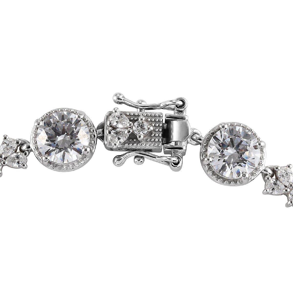 Lustro Stella Made with Finest CZ Bracelet in Platinum Over Sterling Silver (7.25 In) 11.30 Grams 24.00 ctw