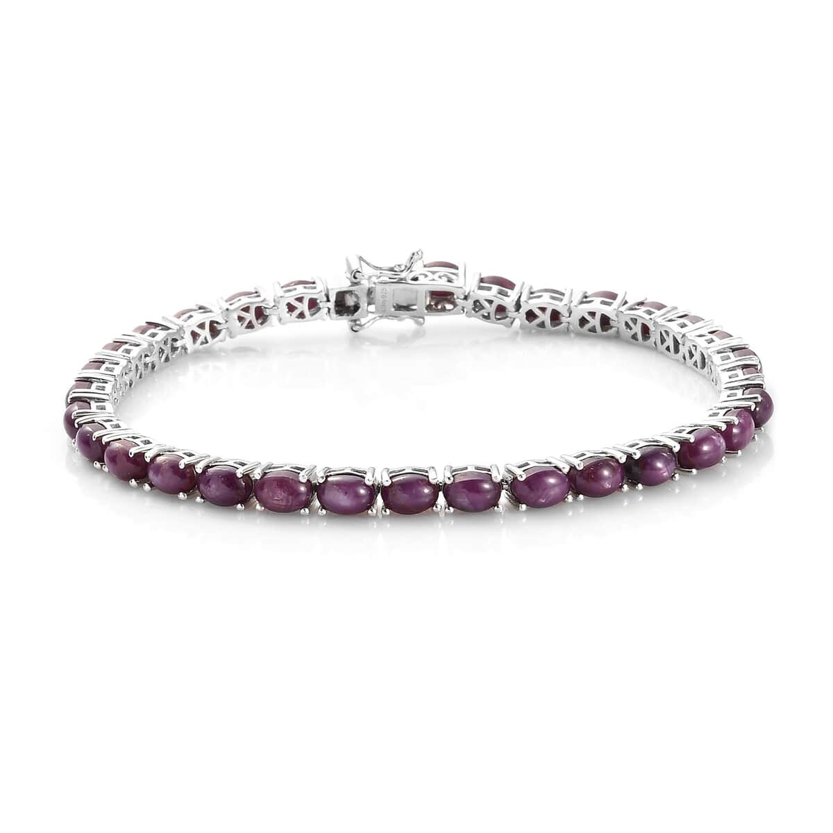 Indian Star Ruby Tennis Bracelet in Platinum Over Sterling Silver (8.00 In) 33.25 ctw image number 0