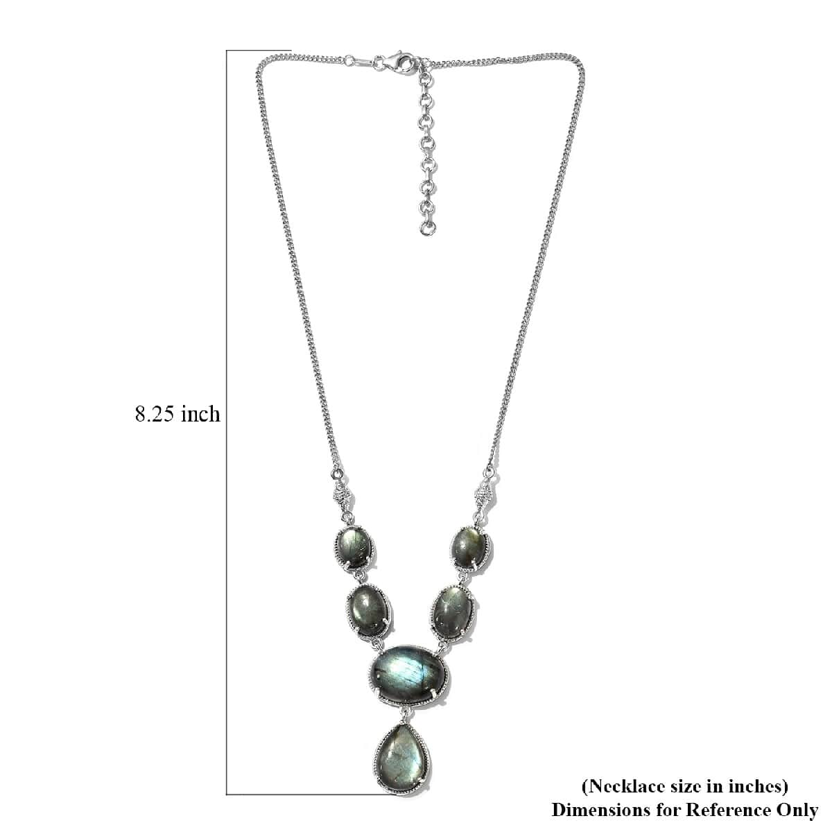 Malagasy Labradorite Fancy Necklace 18 Inches in Platinum Over Sterling Silver 17.40 Grams 49.75 ctw image number 5