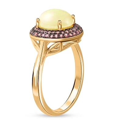 Pink Sapphire and Ethiopian Welo Opal 2.81 ctw Ring in Sterling Silver (Size 6.5)