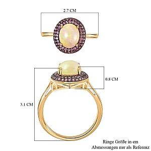 Pink Sapphire and Ethiopian Welo Opal 2.81 ctw Ring in Sterling Silver (Size 6.5)