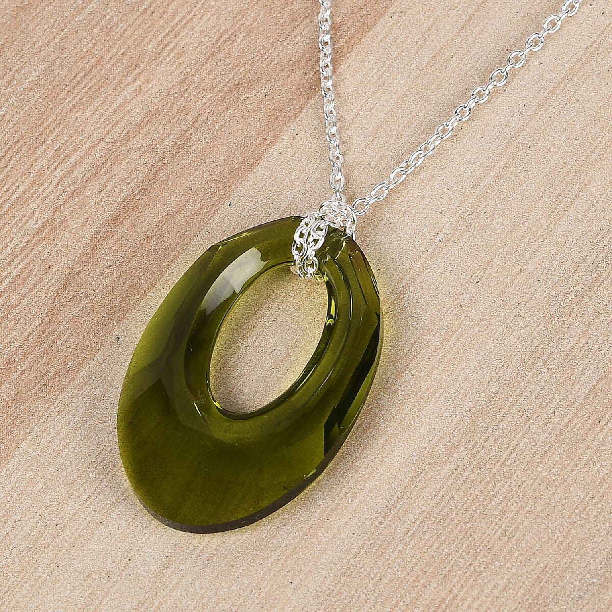 Olivine Crystal Pendant Necklace 20 Inches in Platinum Over Sterling Silver image number 1