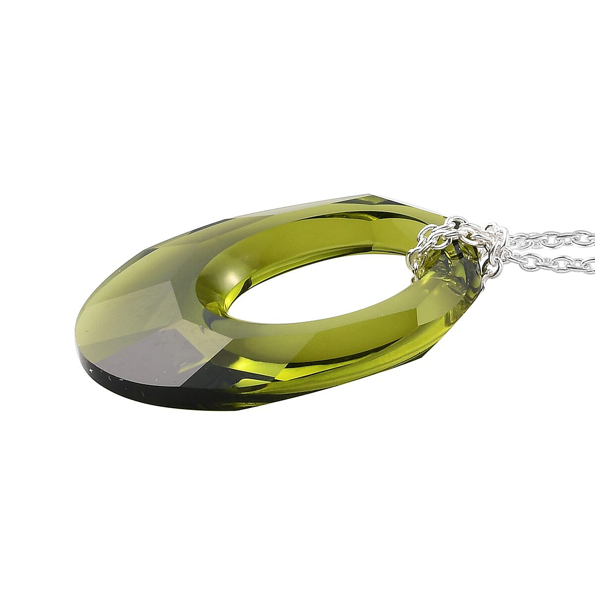 Olivine Crystal Pendant Necklace 20 Inches in Platinum Over Sterling Silver image number 3
