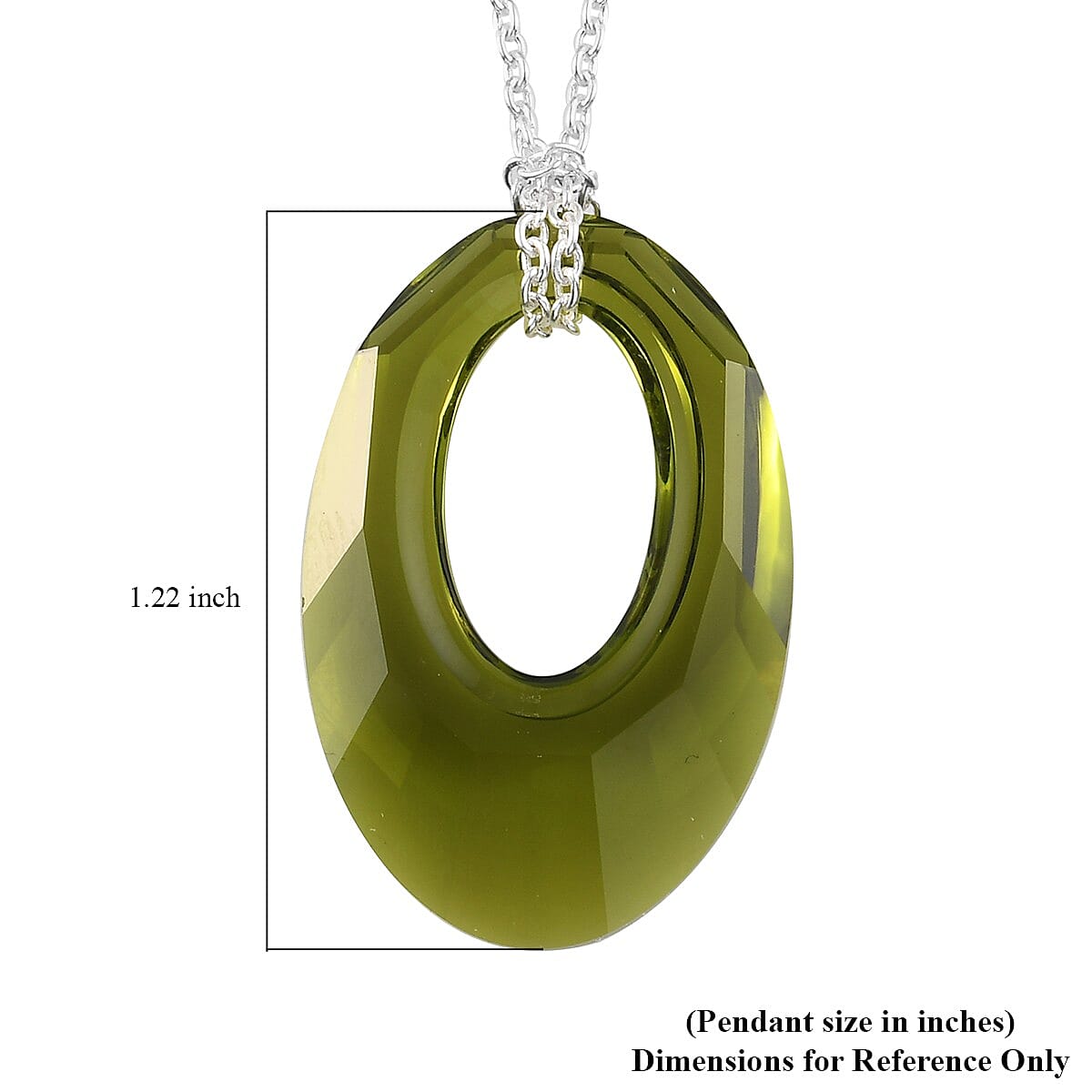 Olivine Crystal Pendant Necklace 20 Inches in Platinum Over Sterling Silver image number 4