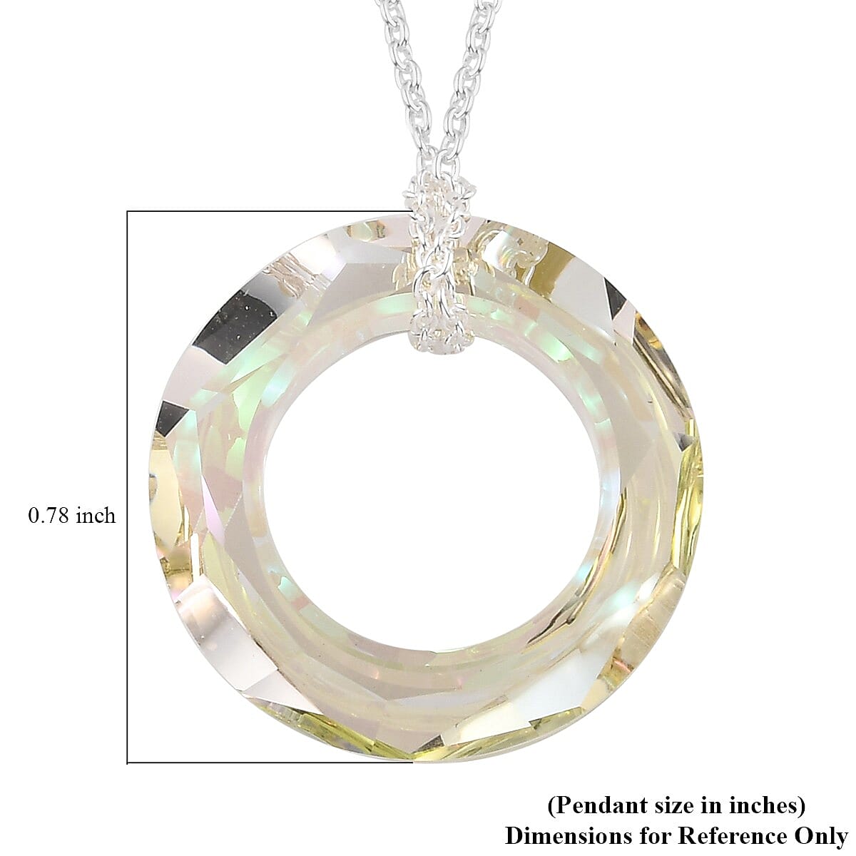 Lumingreen Crystal Circle Pendant Necklace 20 Inches in Platinum Over Sterling Silver image number 4