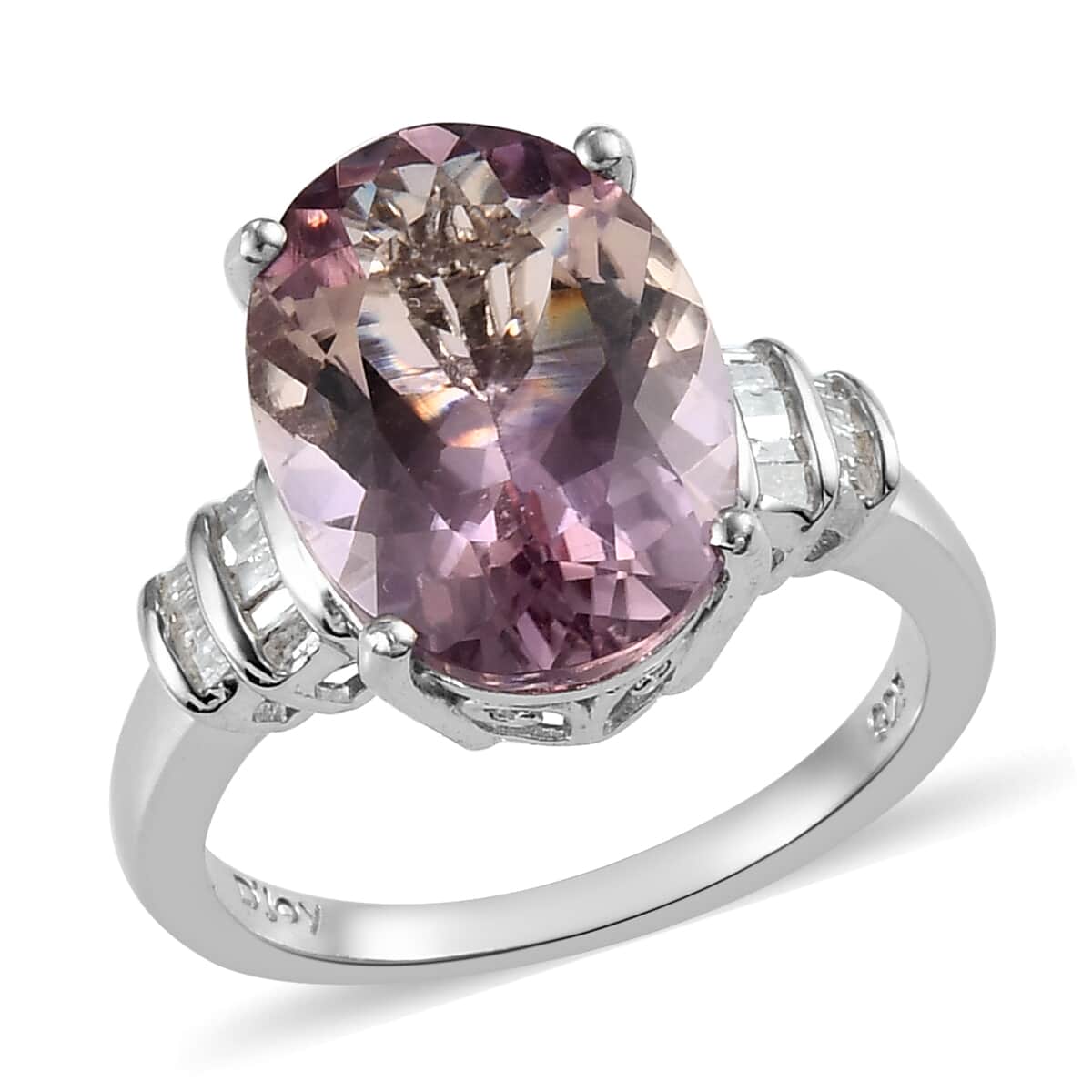 Anahi Ametrine and Diamond Bypass Ring in Platinum Over Sterling Silver (Size 7.0) 5.80 ctw image number 0
