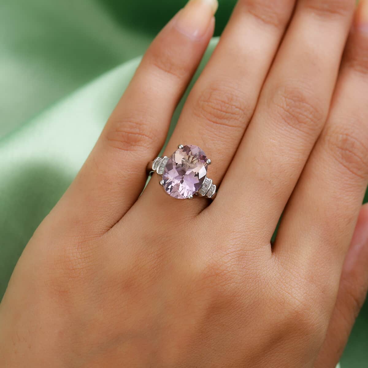 Anahi Ametrine and Diamond Bypass Ring in Platinum Over Sterling Silver (Size 7.0) 5.80 ctw image number 2