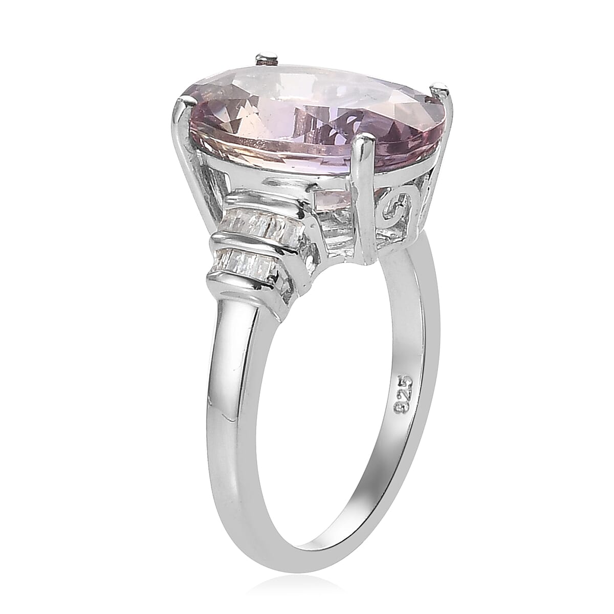 Anahi Ametrine and Diamond Bypass Ring in Platinum Over Sterling Silver (Size 7.0) 5.80 ctw