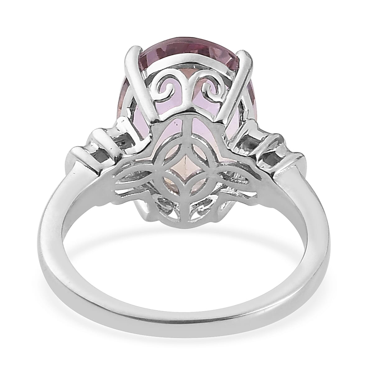 Anahi Ametrine and Diamond Bypass Ring in Platinum Over Sterling Silver (Size 7.0) 5.80 ctw
