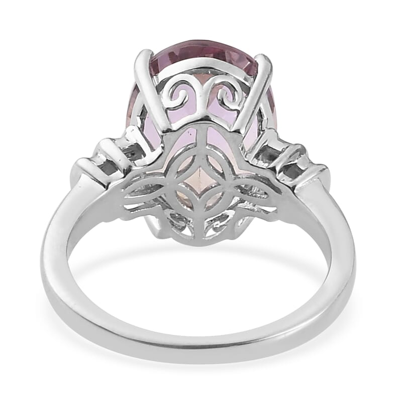 Anahi Ametrine and Diamond Bypass Ring in Platinum Over Sterling Silver (Size 7.0) 5.80 ctw