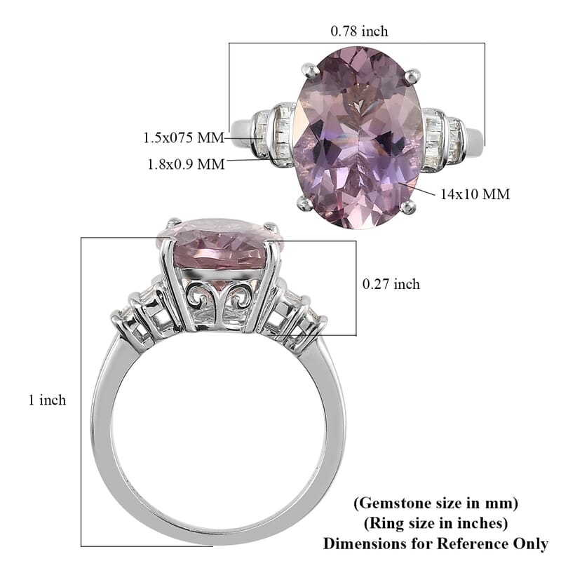Anahi Ametrine and Diamond Bypass Ring in Platinum Over Sterling Silver (Size 7.0) 5.80 ctw