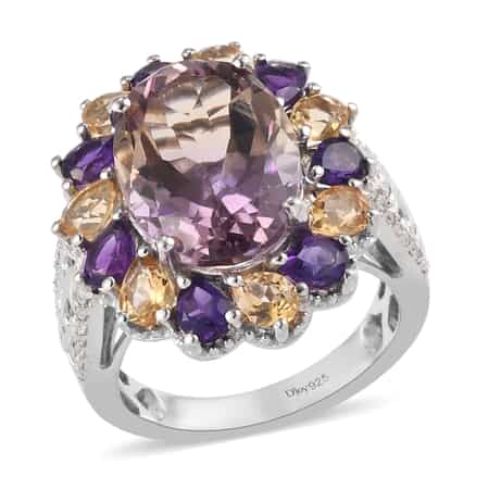 Anahi Ametrine and Multi Gemstone Cocktail Ring in Platinum Over Sterling Silver (Size 7.0) 7.75 ctw image number 0