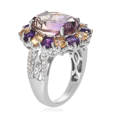 Anahi Ametrine and Multi Gemstone Cocktail Ring in Platinum Over Sterling Silver (Size 7.0) 7.75 ctw image number 3