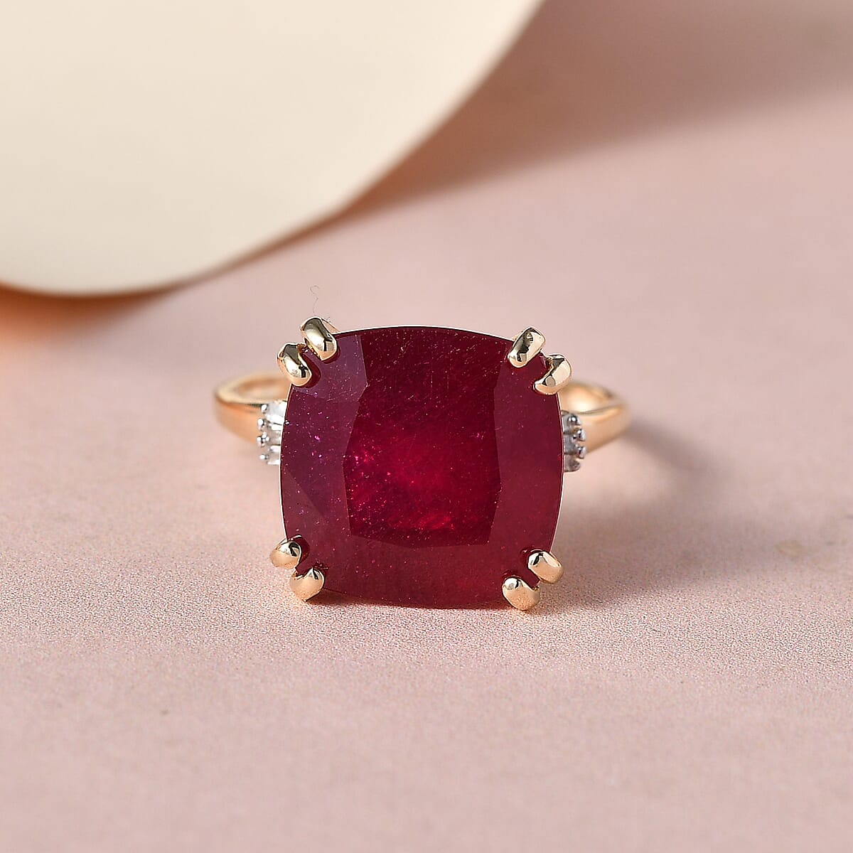 Luxoro 10K Yellow Gold Premium Niassa Ruby (FF) and Diamond Ring 11.25 ctw image number 1