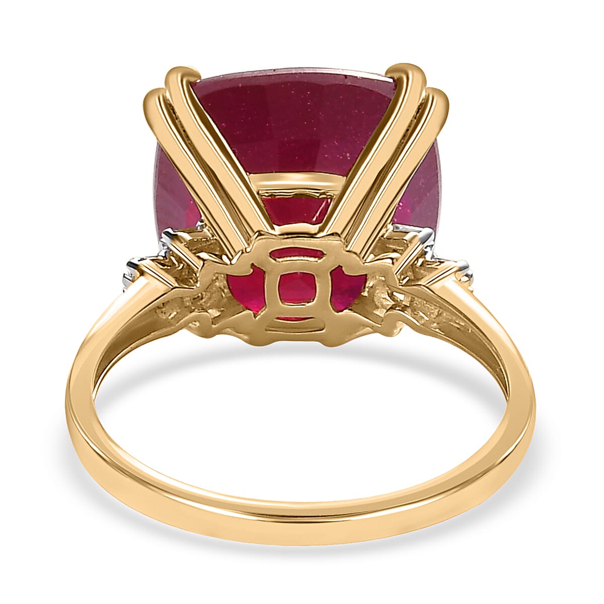 Luxoro 10K Yellow Gold Premium Niassa Ruby (FF) and Diamond Ring (Size 6.0) 11.25 ctw image number 4
