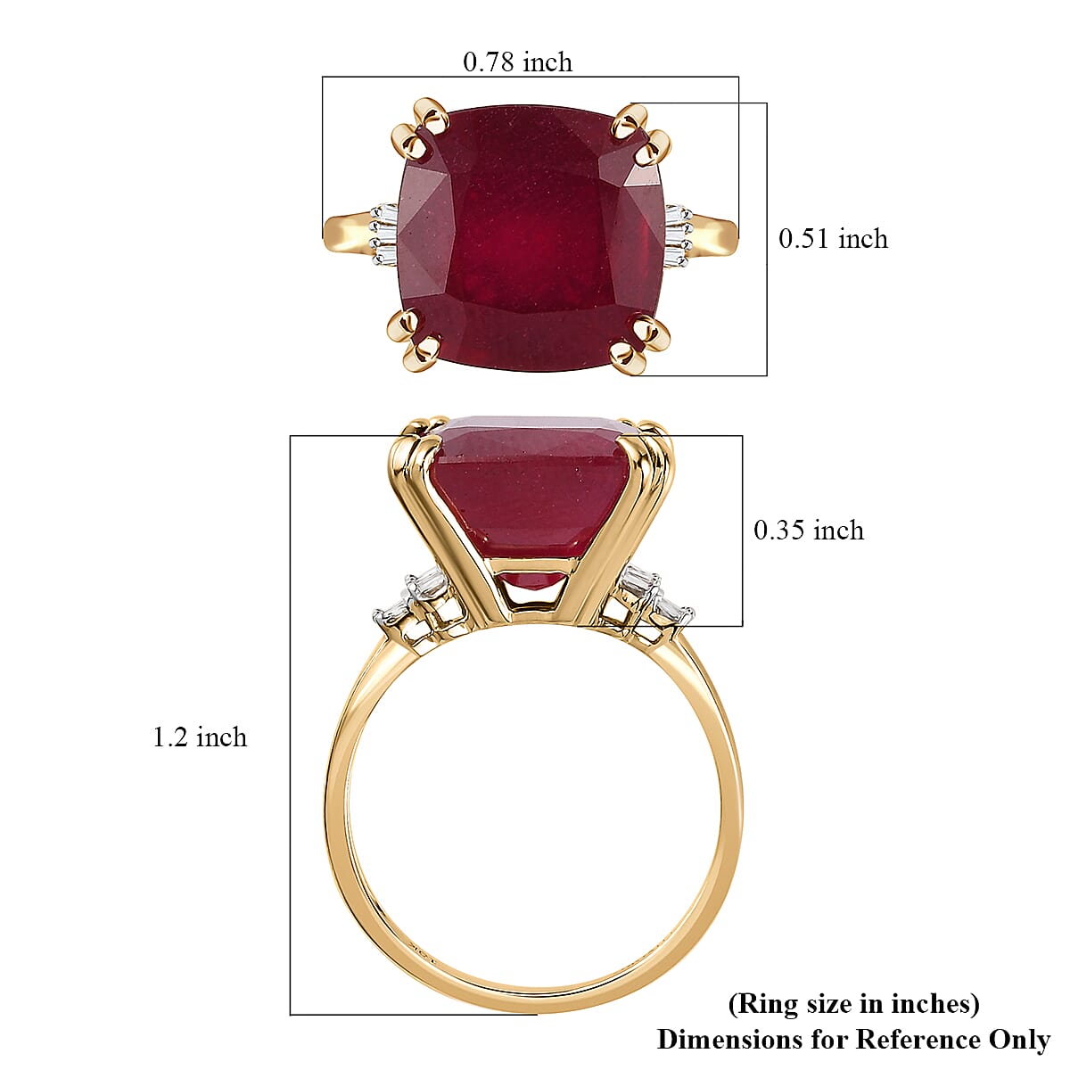 Luxoro 10K Yellow Gold Premium Niassa Ruby (FF) and Diamond Ring (Size 6.0) 11.25 ctw image number 5