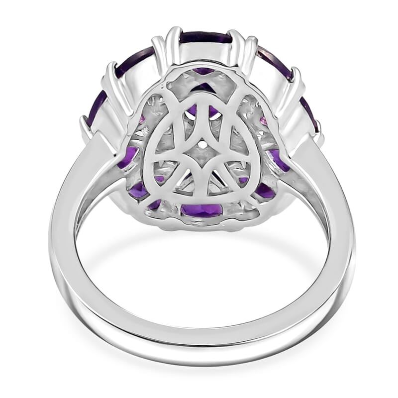 Lusaka Amethyst and White Zircon 2.50 ctw Ring in Platinum Over Sterling Silver (Size 5.5)