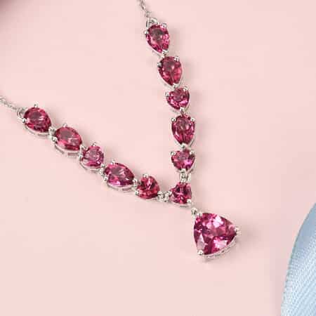 Pure Pink Mystic Topaz Fancy Necklace 18 Inches in Platinum Over Sterling Silver 10.90 ctw image number 1