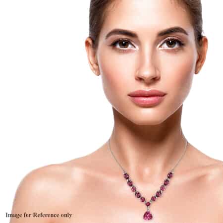 Pure Pink Mystic Topaz Fancy Necklace 18 Inches in Platinum Over Sterling Silver 10.90 ctw image number 2