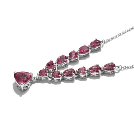 Pure Pink Mystic Topaz Fancy Necklace 18 Inches in Platinum Over Sterling Silver 10.90 ctw image number 3