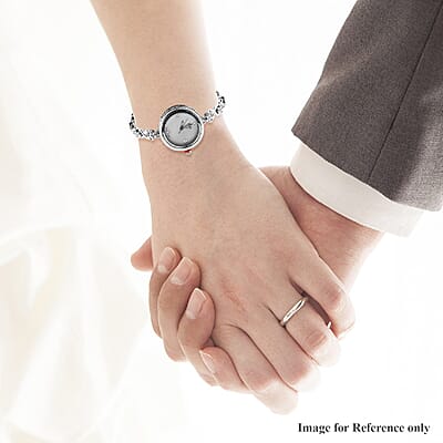 Eon 1962 Swiss Movement Moissanite Bracelet Watch in Platinum Over Sterling Silver & Stainless Steel 7.25 In 1.30 ctw