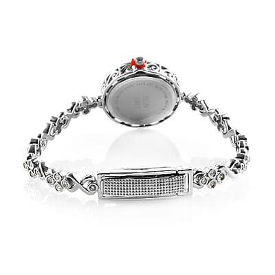 Eon 1962 Swiss Movement Moissanite Bracelet Watch in Platinum Over Sterling Silver & Stainless Steel 7.25 In 1.30 ctw