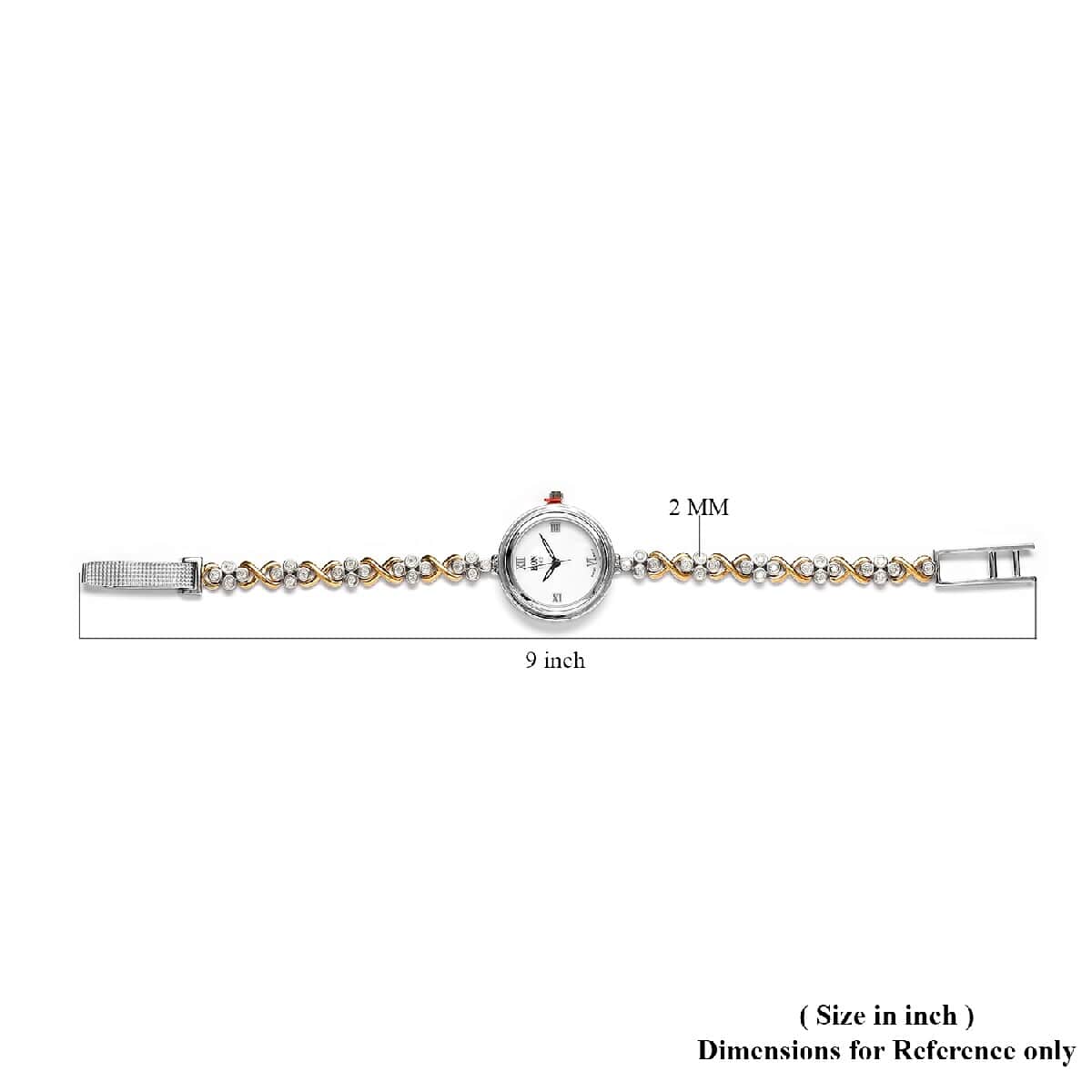 Eon 1962 Swiss Movement Moissanite Bracelet Watch in 14K Yellow Gold & Platinum Over Sterling Silver and Stainless Steel 1.25 ctw image number 5