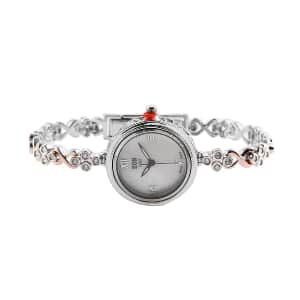 Eon 1962 Swiss Movement Moissanite Bracelet Watch in 14K Rose Gold & Platinum Over Sterling Silver and Stainless Steel 7.25 In 1.25 ctw