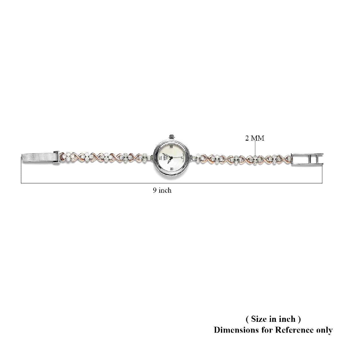 Eon 1962 Swiss Movement Moissanite Bracelet Watch in 14K Rose Gold & Platinum Over Sterling Silver and Stainless Steel 7.25 In 1.25 ctw image number 6