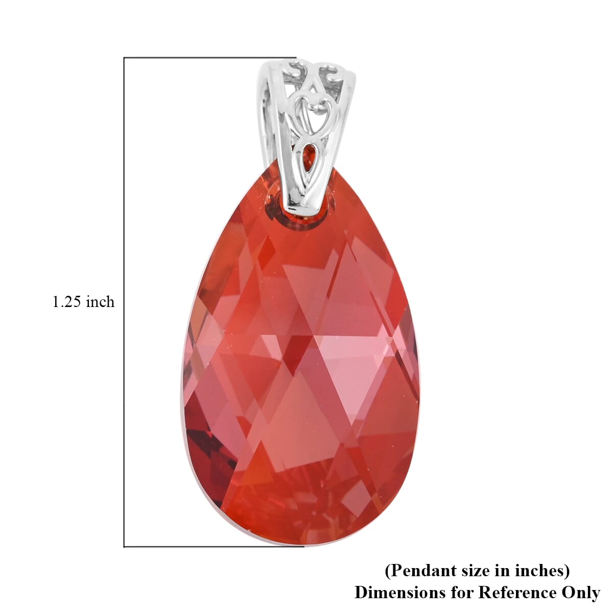 Karis Red Magma Crystal Pendant in Platinum Bond image number 2