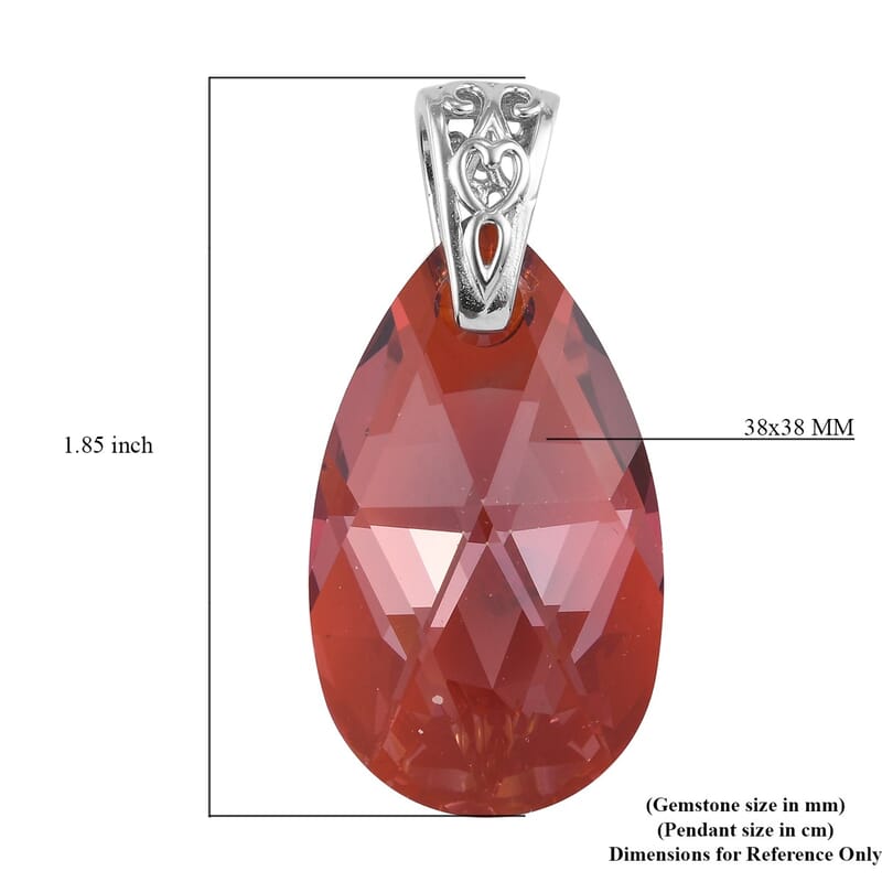 Karis Red Magma Crystal Pendant in Platinum Bond