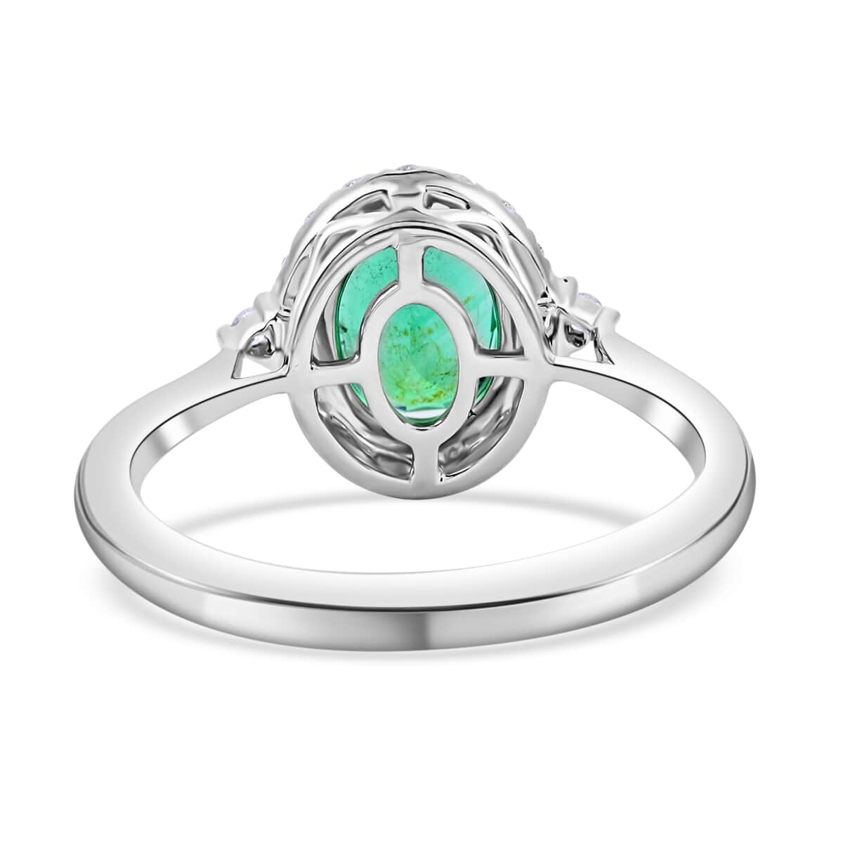 RHAPSODY 950 Platinum AAAA Kagem Zambian Emerald and E-F VS Diamond Ring 5.90 Grams 1.50 ctw image number 2