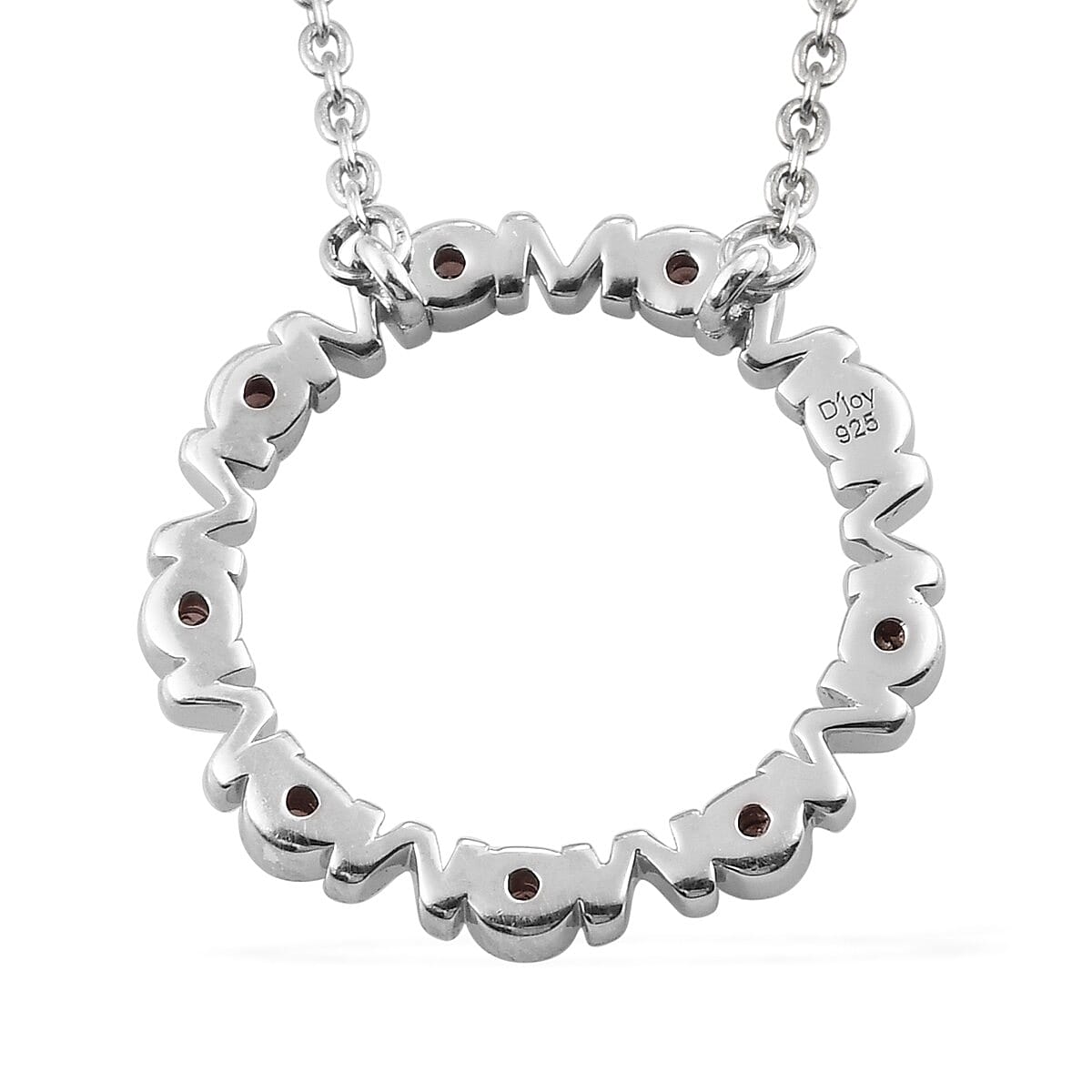 Natural Champagne Diamond Mom Circle Pendant Necklace 20 Inches in Platinum Over Sterling Silver 0.25 ctw