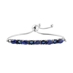 Lapis Lazuli and Simulated Blue Diamond Bolo Bracelet in Stainless Steel 5.60 ctw