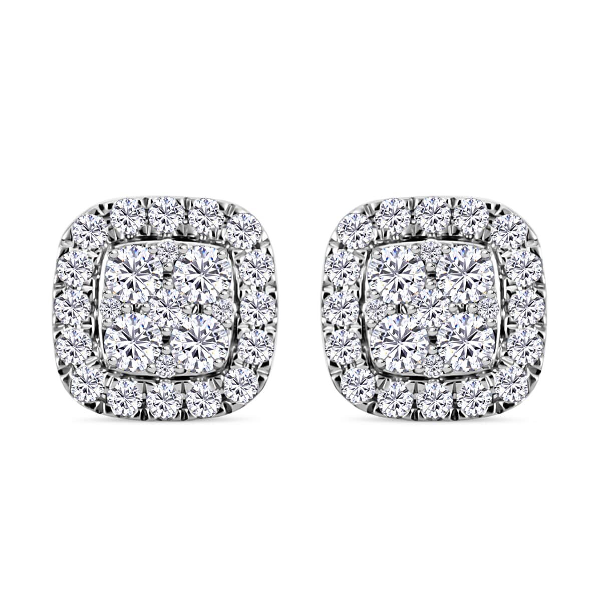 RHAPSODY 950 Platinum IGI Certified Diamond E-F VS Cluster Stud Earrings 4.60 Grams 1.00 ctw image number 0