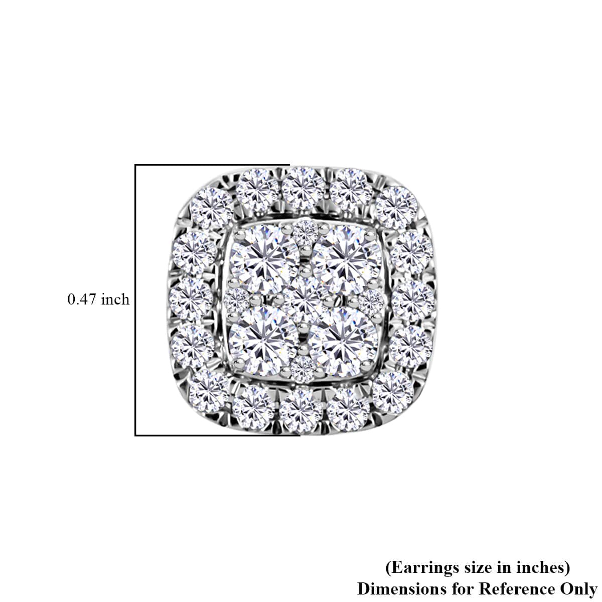 RHAPSODY 950 Platinum IGI Certified Diamond E-F VS Cluster Stud Earrings 4.60 Grams 1.00 ctw image number 3