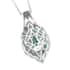 Socoto Emerald and Natural White Zircon Elongated Cocktail Pendant Necklace 20 Inches in Platinum Over Sterling Silver 3.60 ctw image number 4