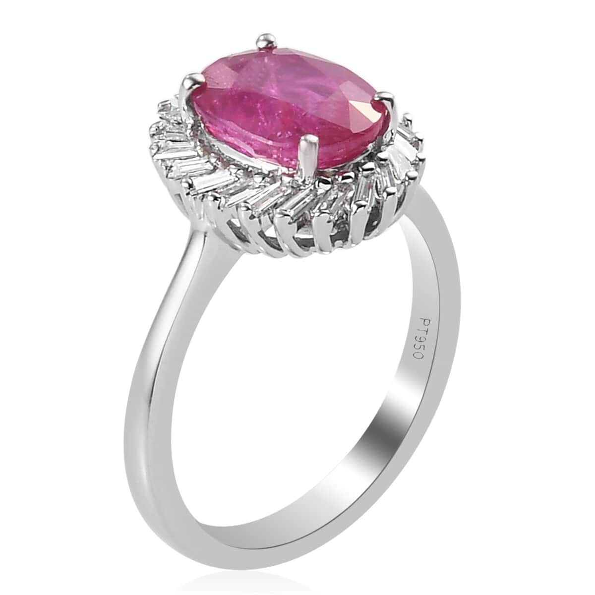 Rhapsody 950 Platinum AAAA Mozambique Ruby and E-F VS Diamond Halo Ring (Size 6.0) 6 Grams 2.60 ctw image number 3