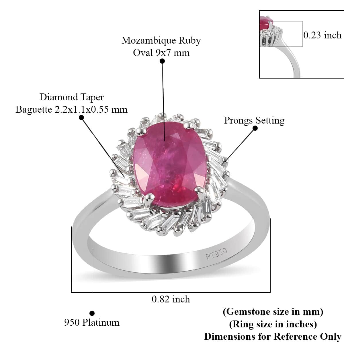 Rhapsody 950 Platinum AAAA Mozambique Ruby and E-F VS Diamond Halo Ring (Size 6.0) 6 Grams 2.60 ctw image number 5